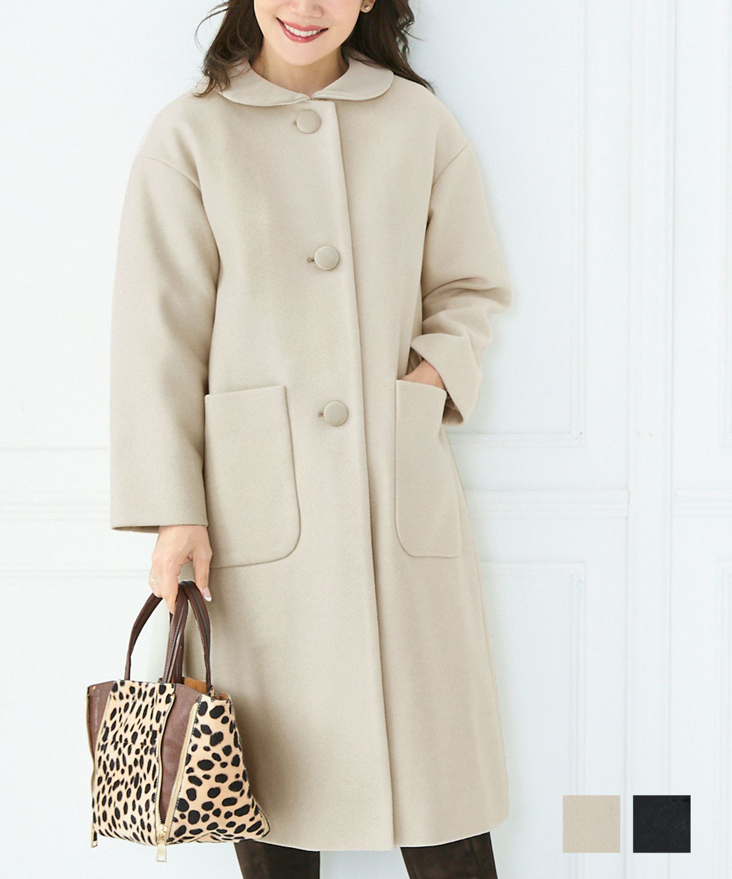 テーラーカラー ダブル釦 ツイード コート Liala×PG 全6色｜lpg112  