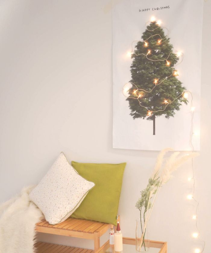 タペストリー/クリスマス/ホワイト/ファブリックポスター/インテリア/壁掛け/飾り