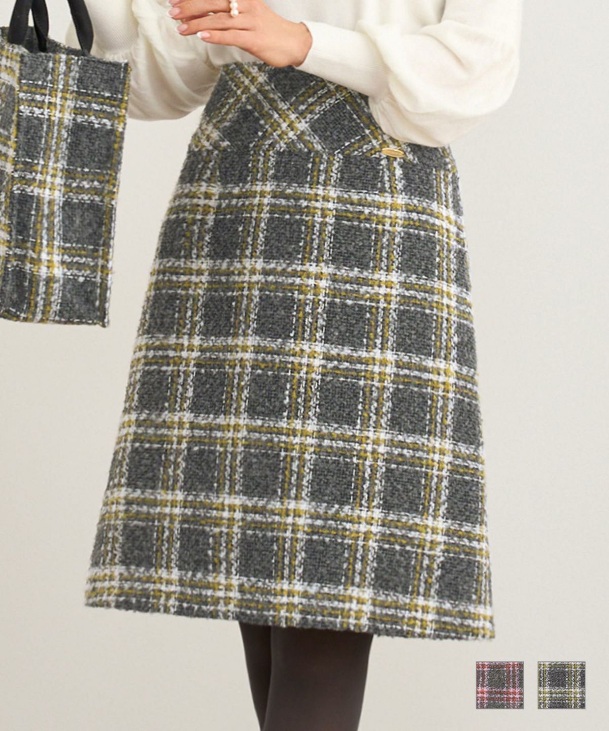 カラーチェックツイードスカートPrimaScherrer全2色｜psc612-0615【1】