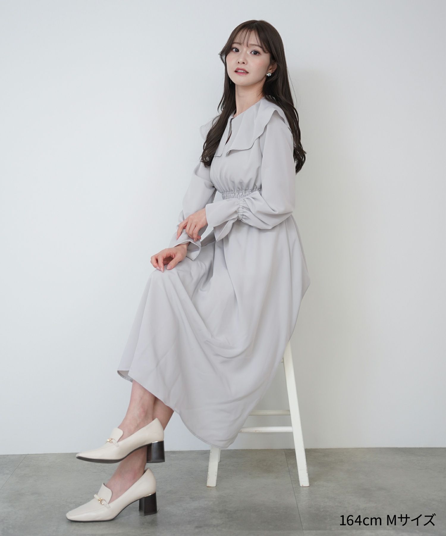 限定Price！SALE ケープカラー シャーリング ワンピース lieulien 全3 