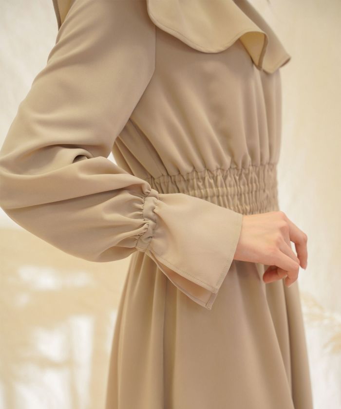 最新コレックション 限定Price！SALE ワンピース シャーリング ケープカラー ワンピース