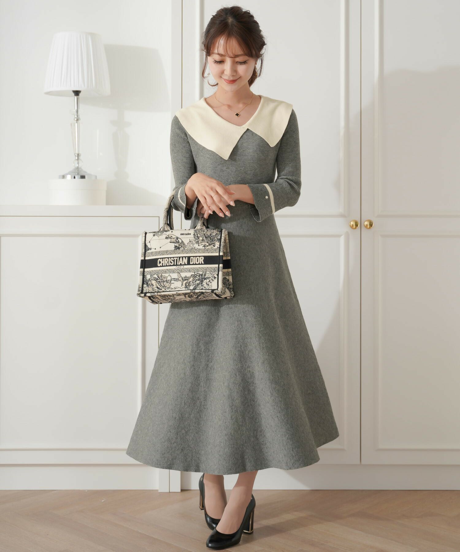 アシメカラー クラシカル ニット ワンピース le reve vaniller 全6色