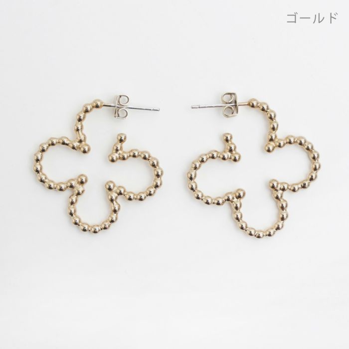 スタッズ クローバー フープ スモール ピアス Studs Clover Hoop Small Pierce