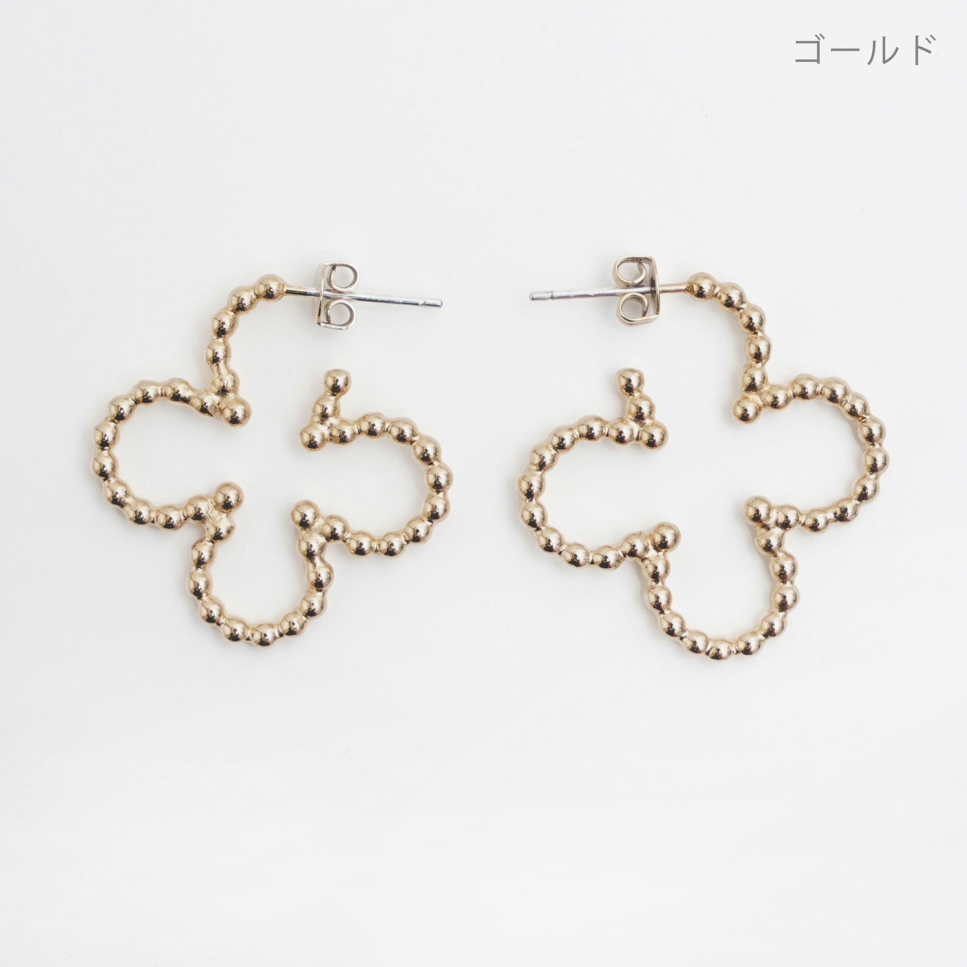 スタッズ クローバー フープ スモール ピアス Studs Clover Hoop Small Pierce