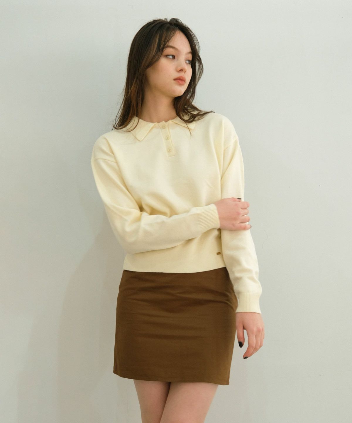 スカート/ドッキングスカート/ミニスカート/ベージュ/ボルドー