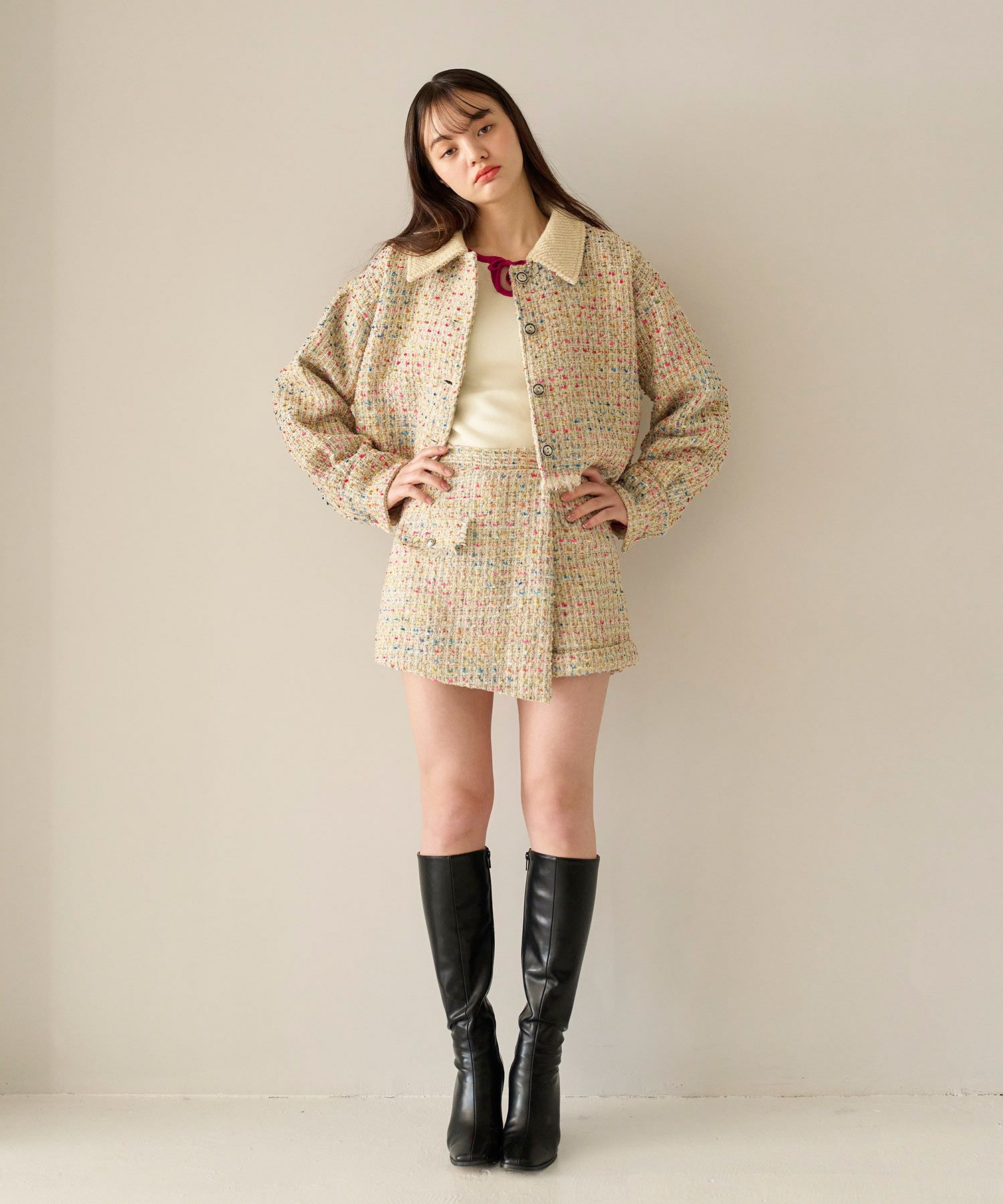限定Price！SALE ツイード フリンジキュロット TINA：JOJUN 全1色 
