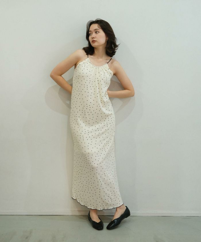 TINA:JOJUN  Dot pattern drost cami dress