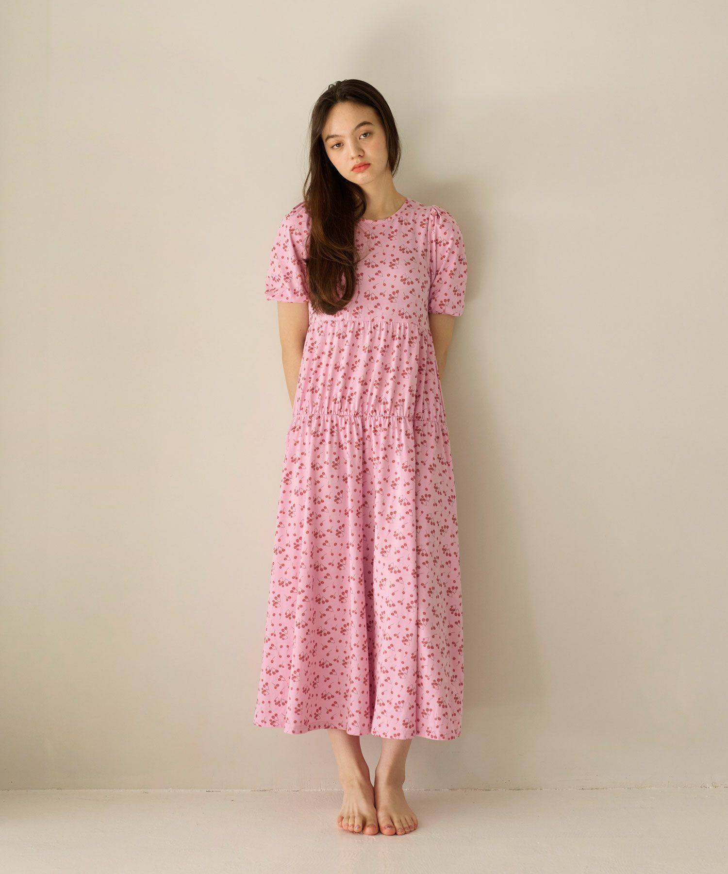 限定Price！SALE フルーツ柄 ティアードワンピース TINA：JOJUN 全2色  