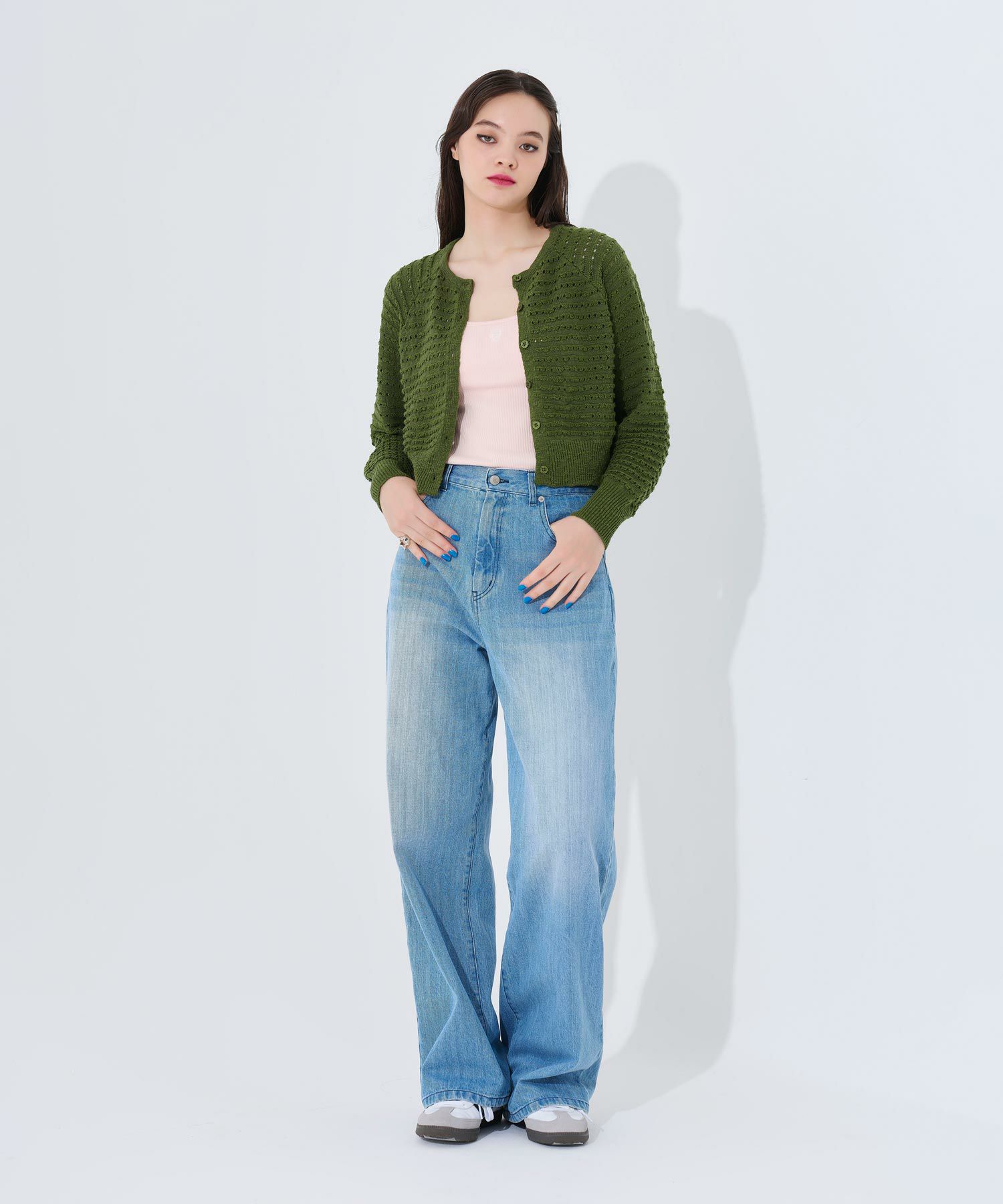 トップス/カーディガン/レッド/グリーン/オフホワイト/クリームイエロー/ネイビー/レインボー