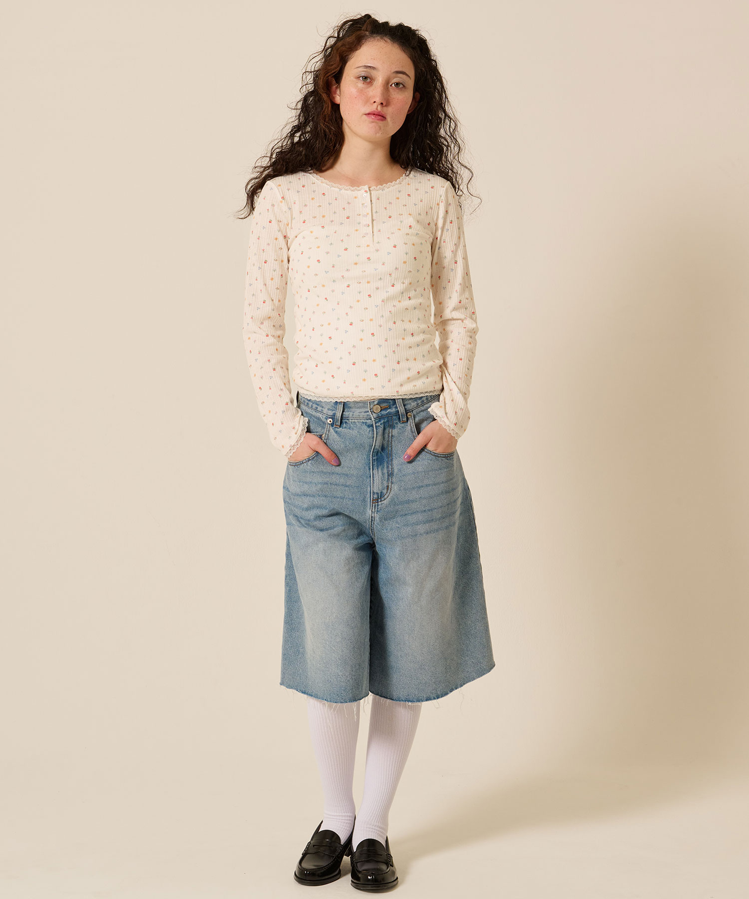 カットソー/ヘンリーネック/トップス/オフホワイト/グレー/レッド/ホワイト/オレンジベージュ