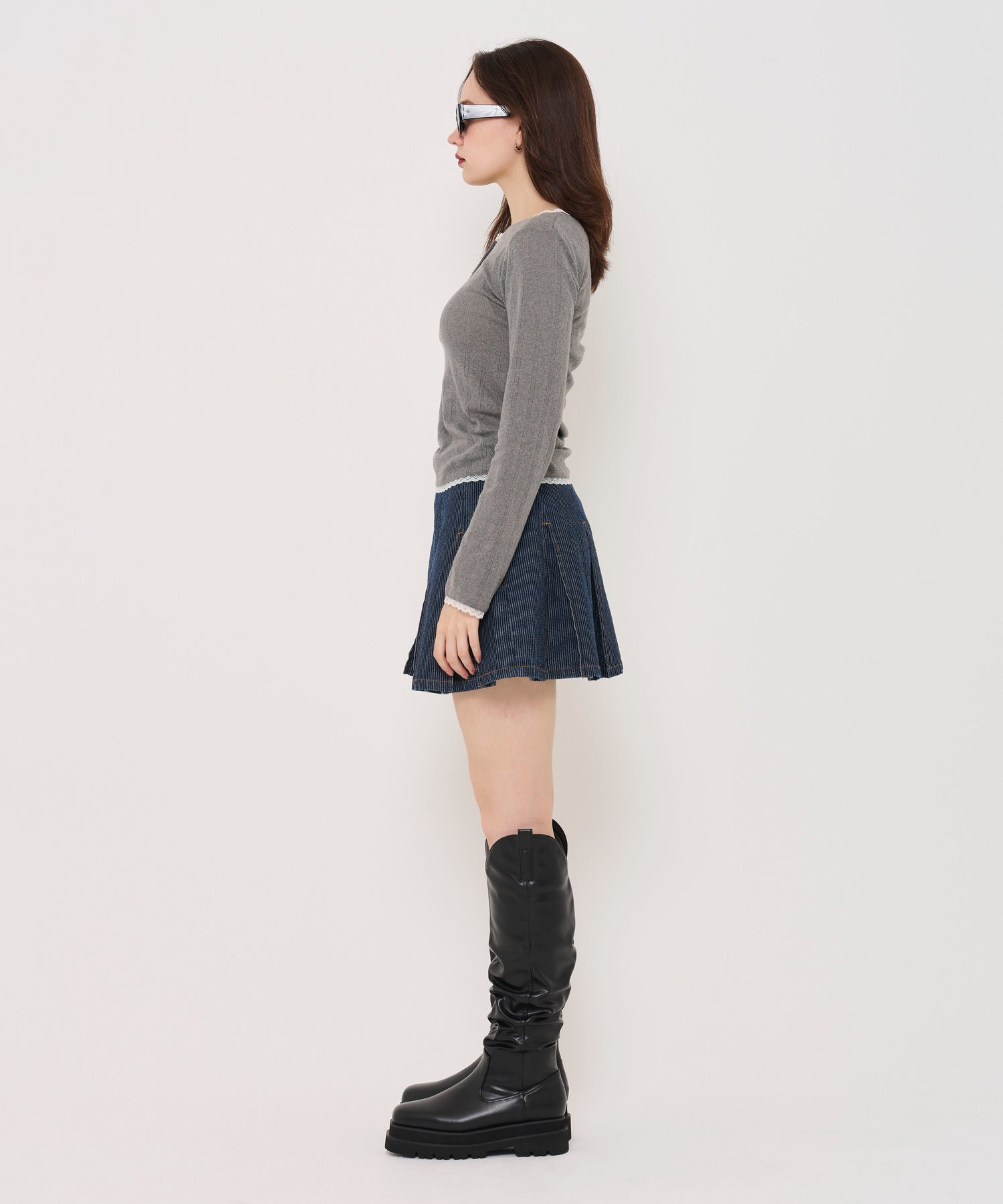 カットソー/ヘンリーネック/トップス/オフホワイト/グレー/レッド/ホワイト/オレンジベージュ