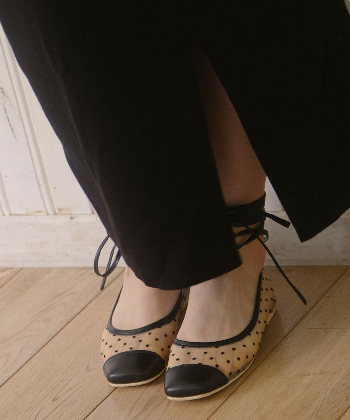 限定Price！SALE リボン付き ドットチュールパンプス TINA