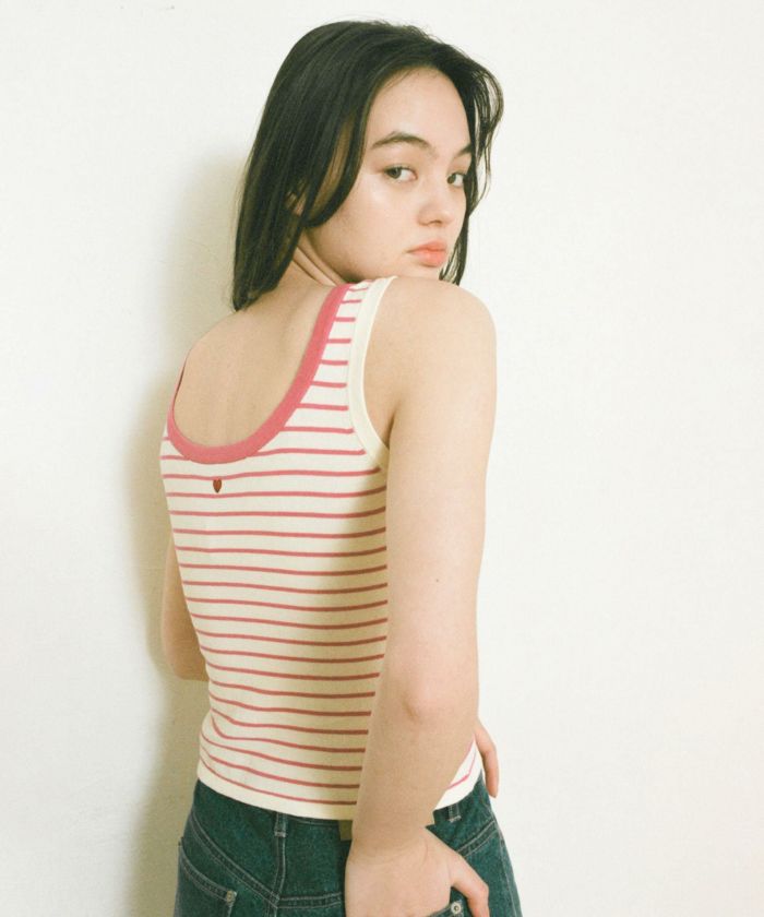 Summer-SALE オーガニックコットン ボーダータンクトップ TINA