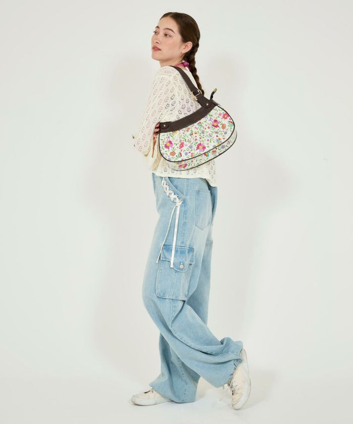 トップス/カーディガン/リボン/透かし編み/アイボリー/ネイビー