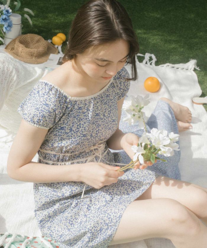 TINA:JOJUN 2024aw pre-orderノースリーブミニワンピース TINA：JOJUN ワンピース ボリュームスリーブ ミニ丈ワンピース