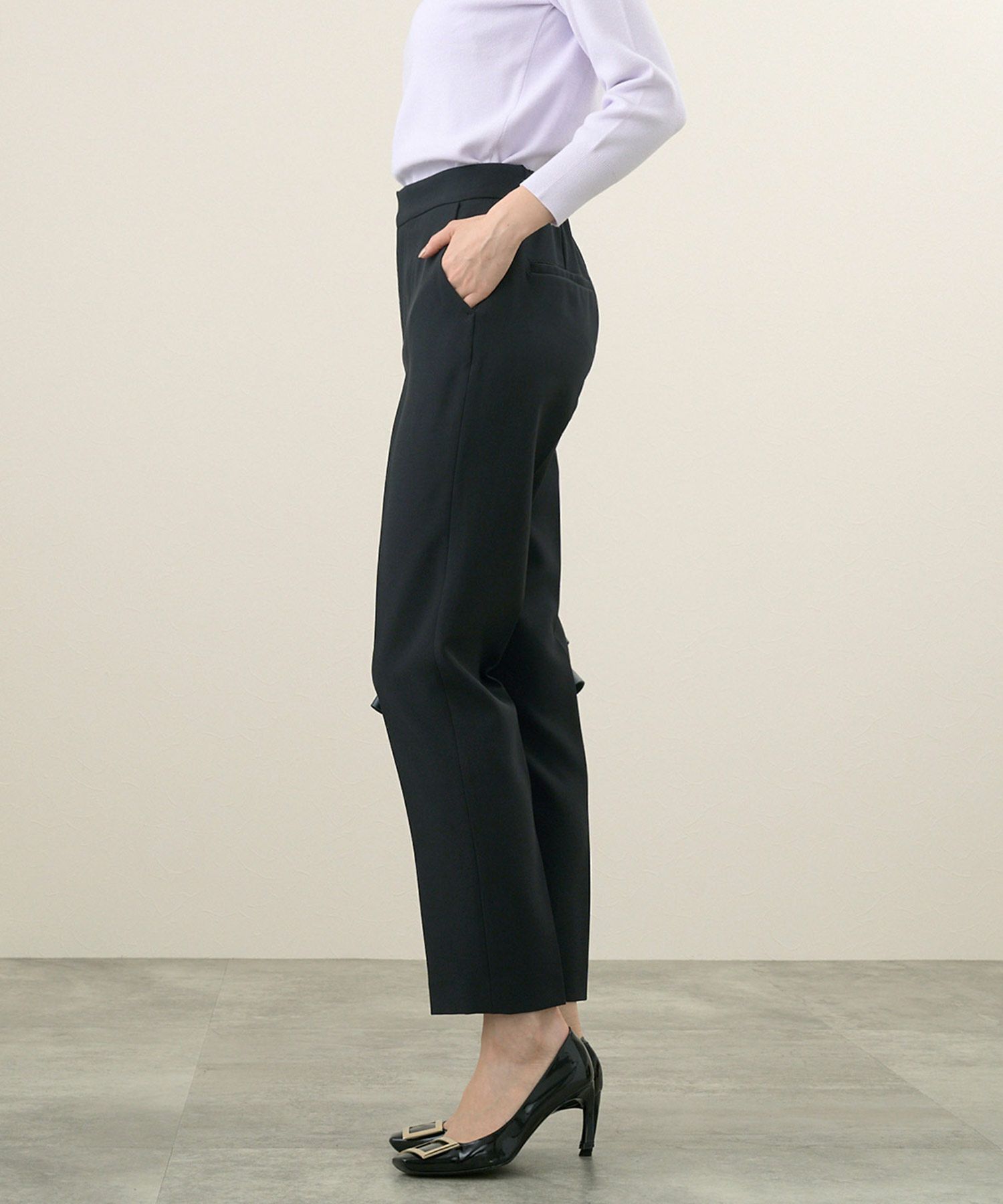 洗濯可/綺麗めパンツ/ウエストゴム/ポケット/春夏秋冬/オールシーズン/