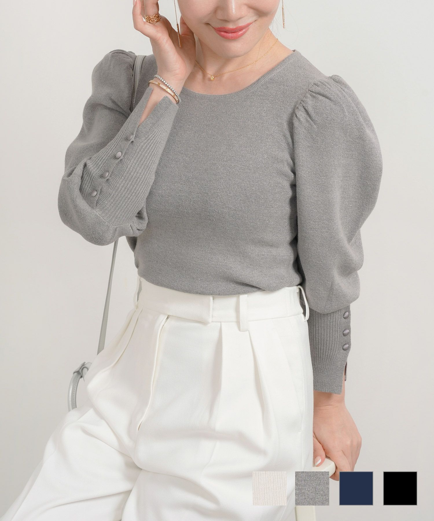 エコヴェロパフスリーブ袖リブボタンLiala×PG