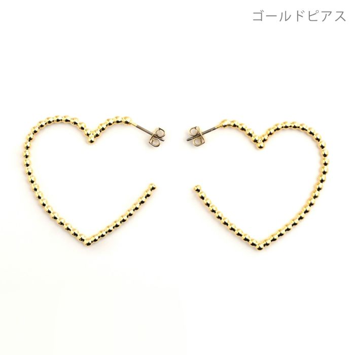 天然石 ソーラークォーツ ハート ピアス・イヤリング 14kgf