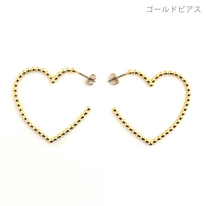 スタッズ ハート フープ ピアス イヤリング Studs Heart Hoop Pierce Earring