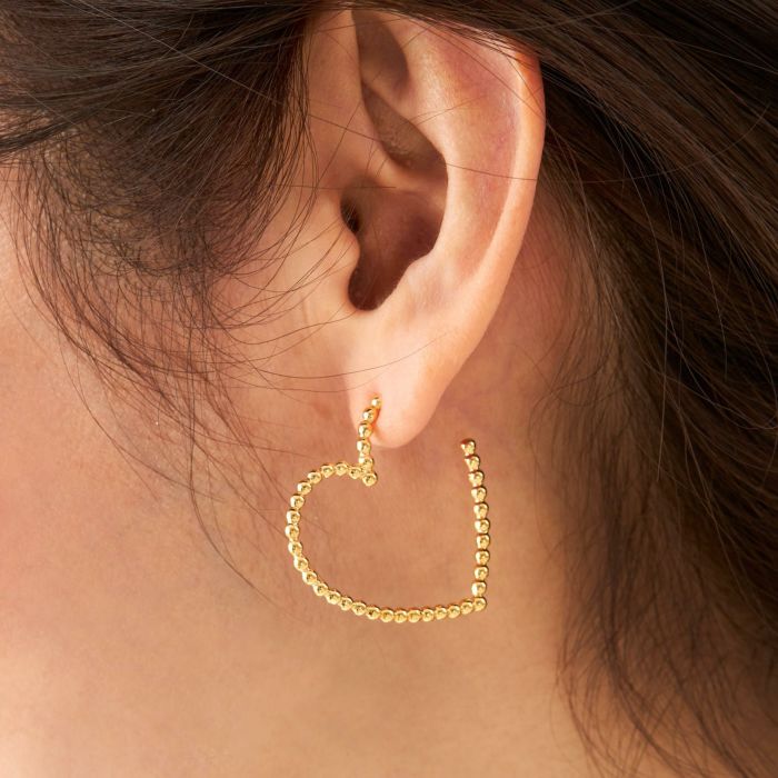 スタッズ ハート フープ ピアス イヤリング Studs Heart Hoop Pierce Earring