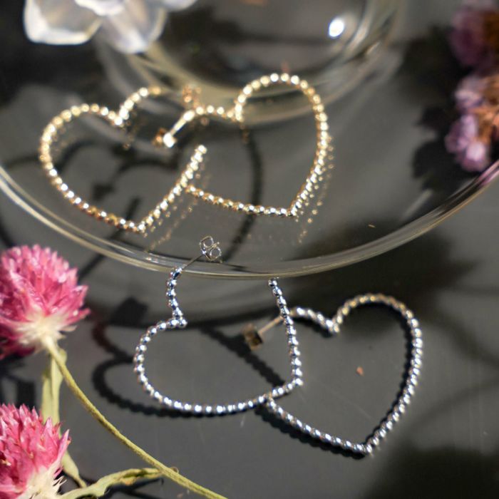 スタッズ ハート フープ ピアス イヤリング Studs Heart Hoop Pierce Earring