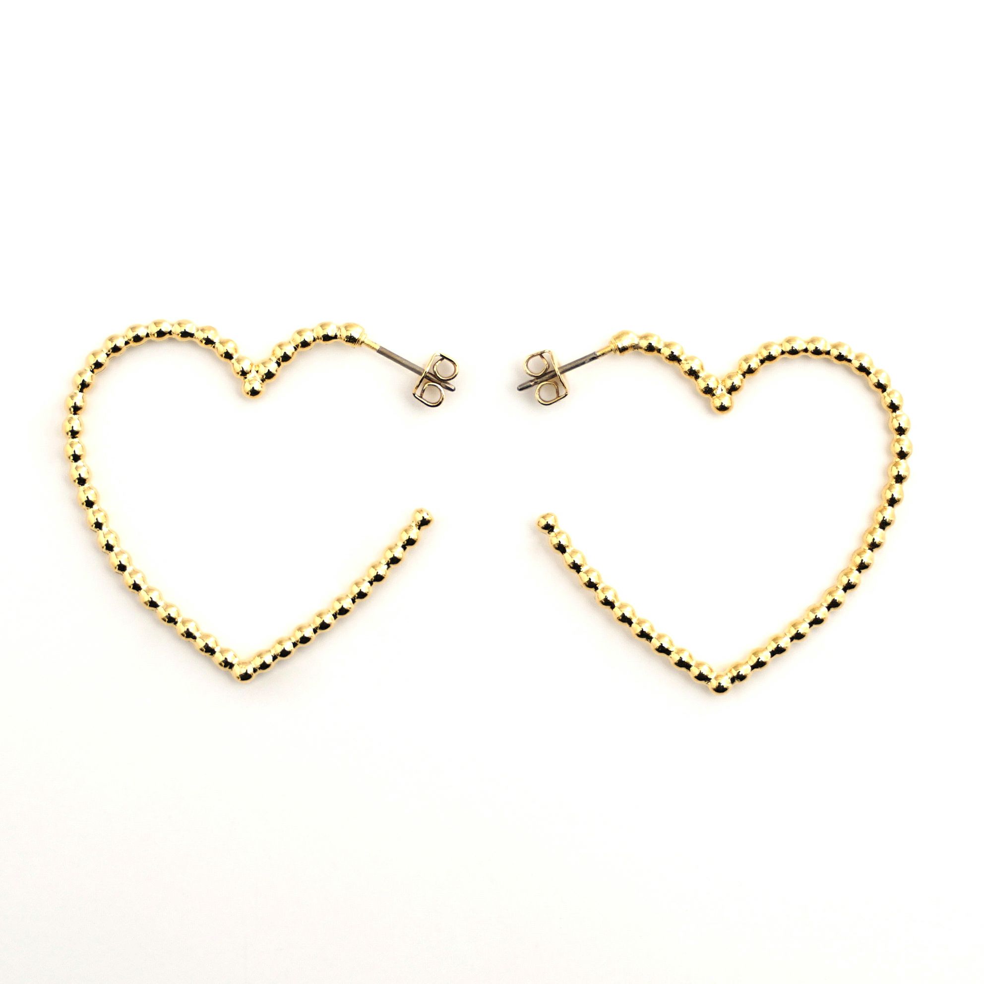 スタッズ ハート フープ ピアス イヤリング Studs Heart Hoop Pierce Earring
