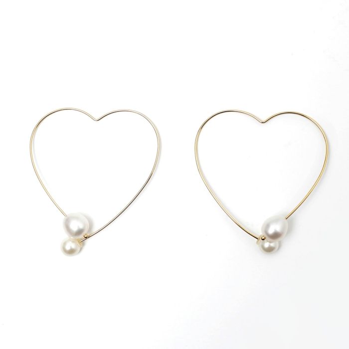 ハート フープ パール ピアス Heart Hoop Pearl Pierce