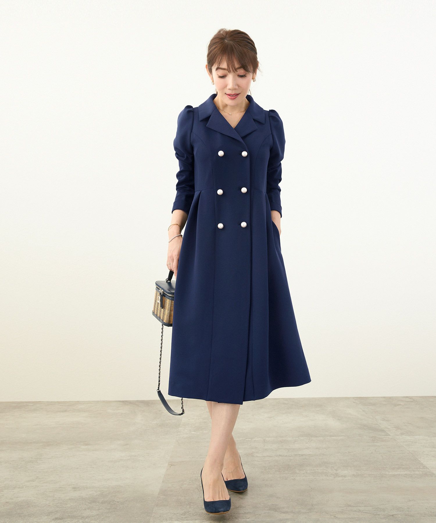 パール ダブル釦 ワンピース Liala×PG 全2色｜lpg341-1539【3】 - 長袖  