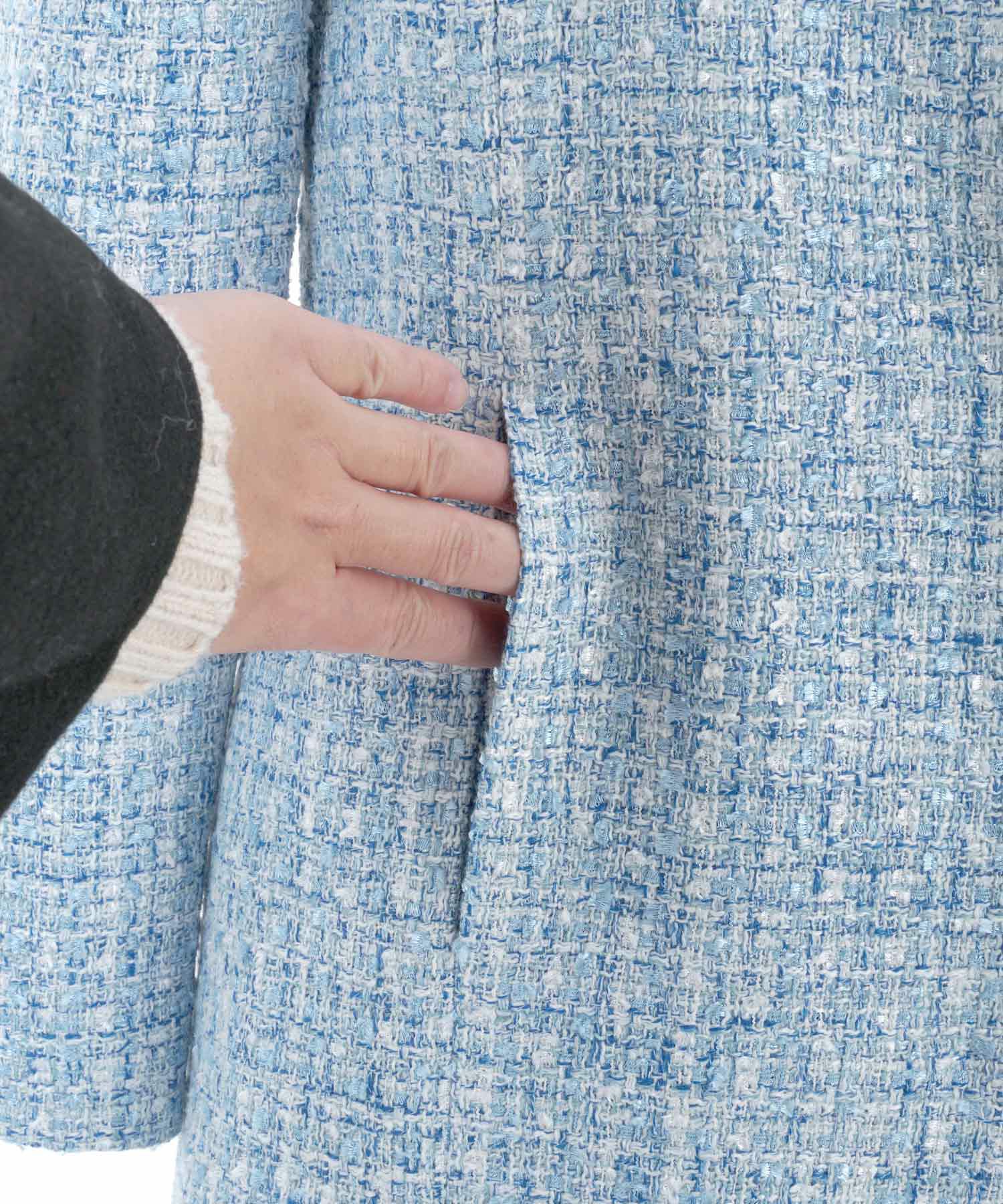 OUTLET-SALE ミックスツイード パフスリーブ コート Prima Scherrer 全