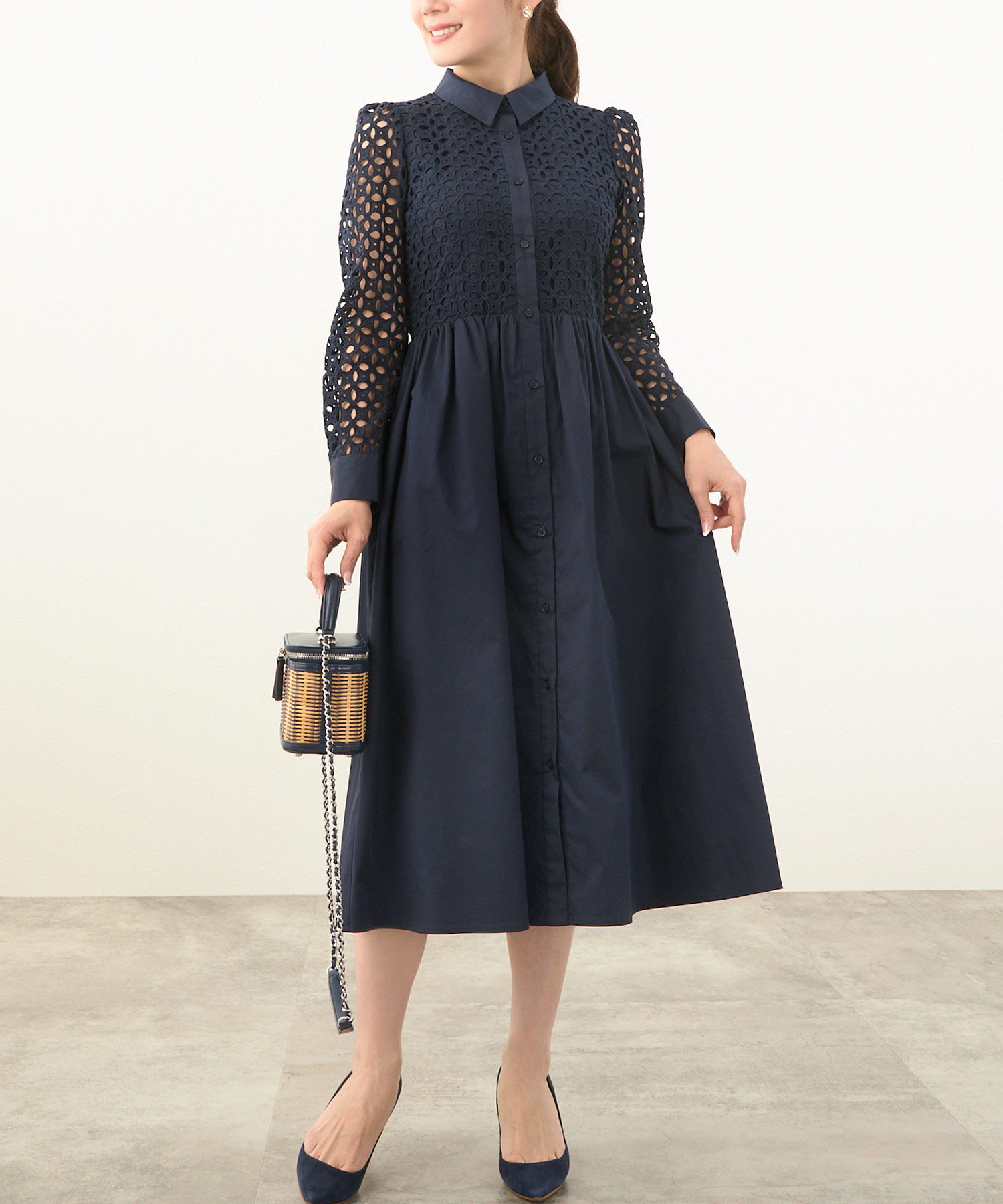 新色追加ワンピースレディースファッション洗えるおとな大人きれいめエレガント秋春かわいい白長袖