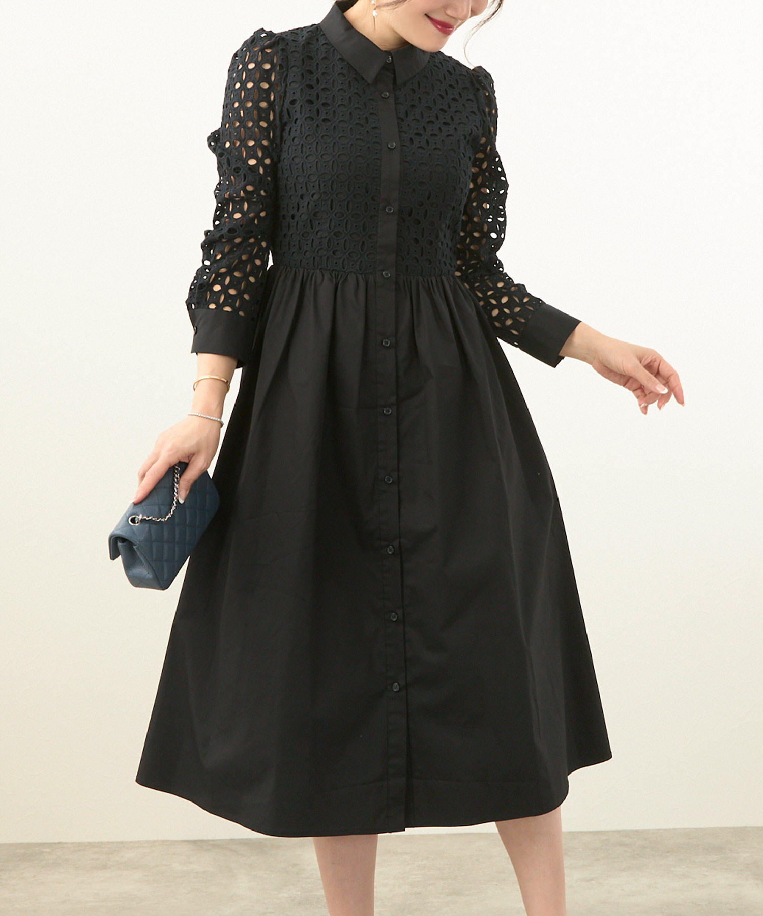 新色追加ワンピースレディースファッション洗えるおとな大人きれいめエレガント秋春かわいい白長袖