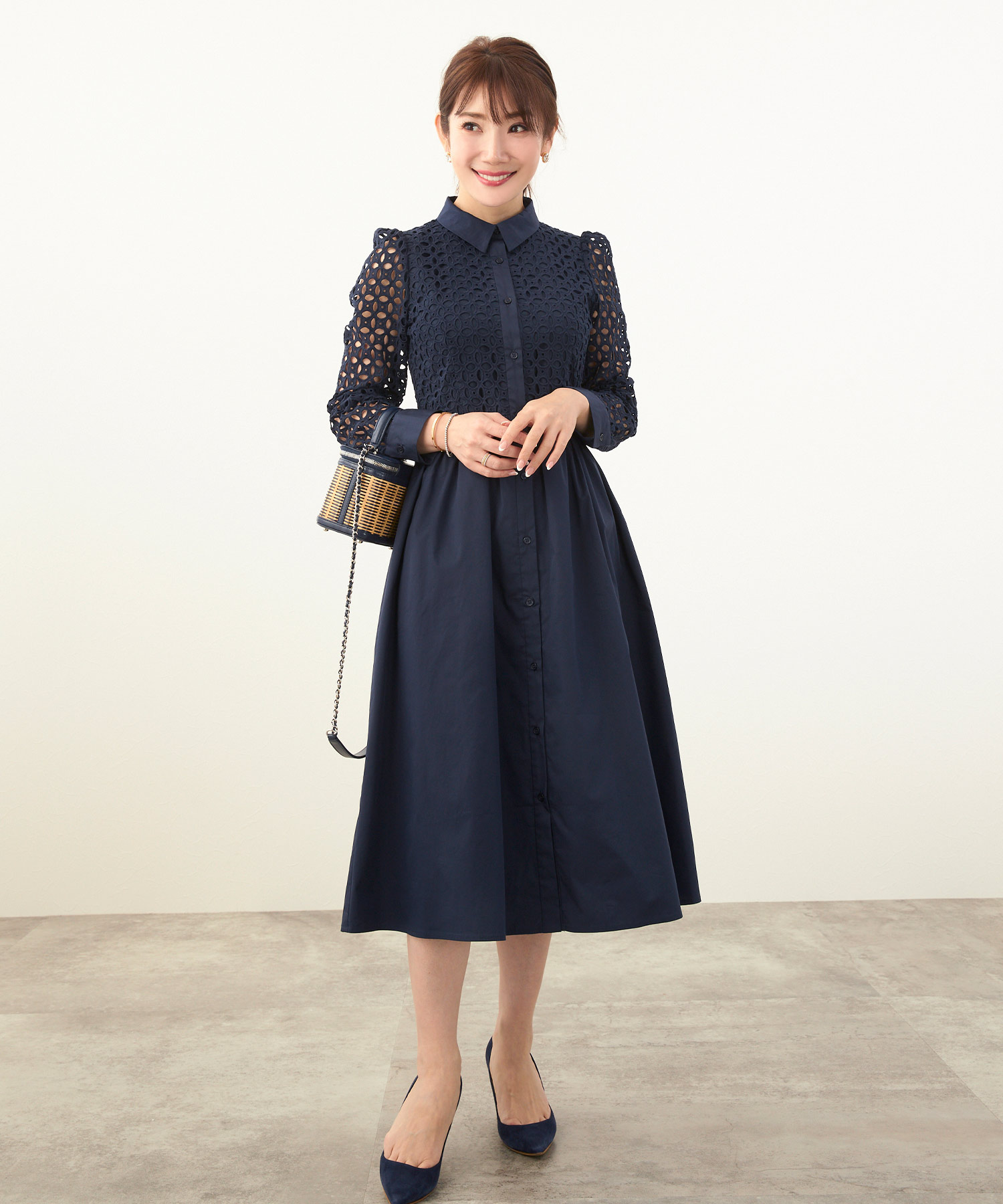 新色追加ワンピースレディースファッション洗えるおとな大人きれいめエレガント秋春かわいい白長袖