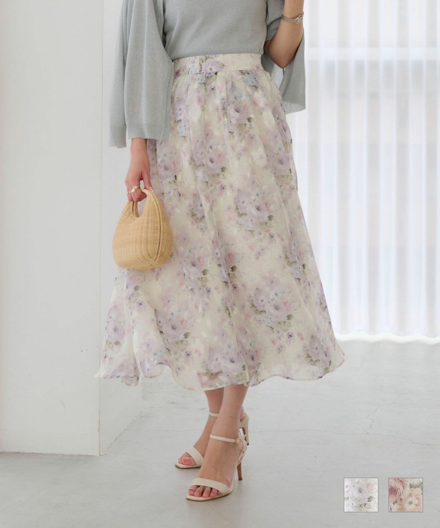 限定Price！SALE 花柄 カットジャガード フレア スカート lieulien  