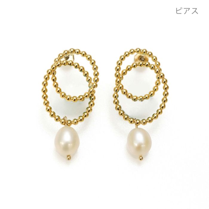 ダブル スタッズ リング ピアス イヤリング Double Studs Ring Pierce Earring