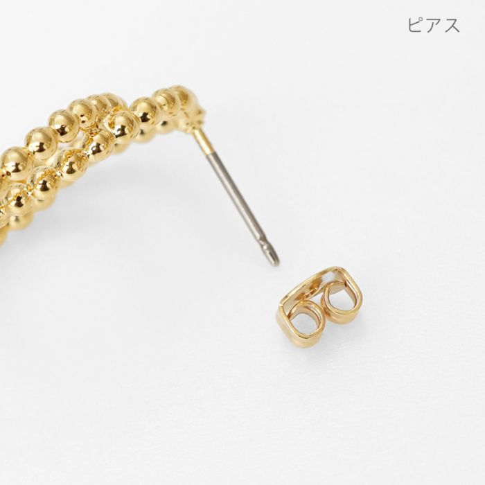 ダブル スタッズ リング ピアス イヤリング Double Studs Ring Pierce Earring