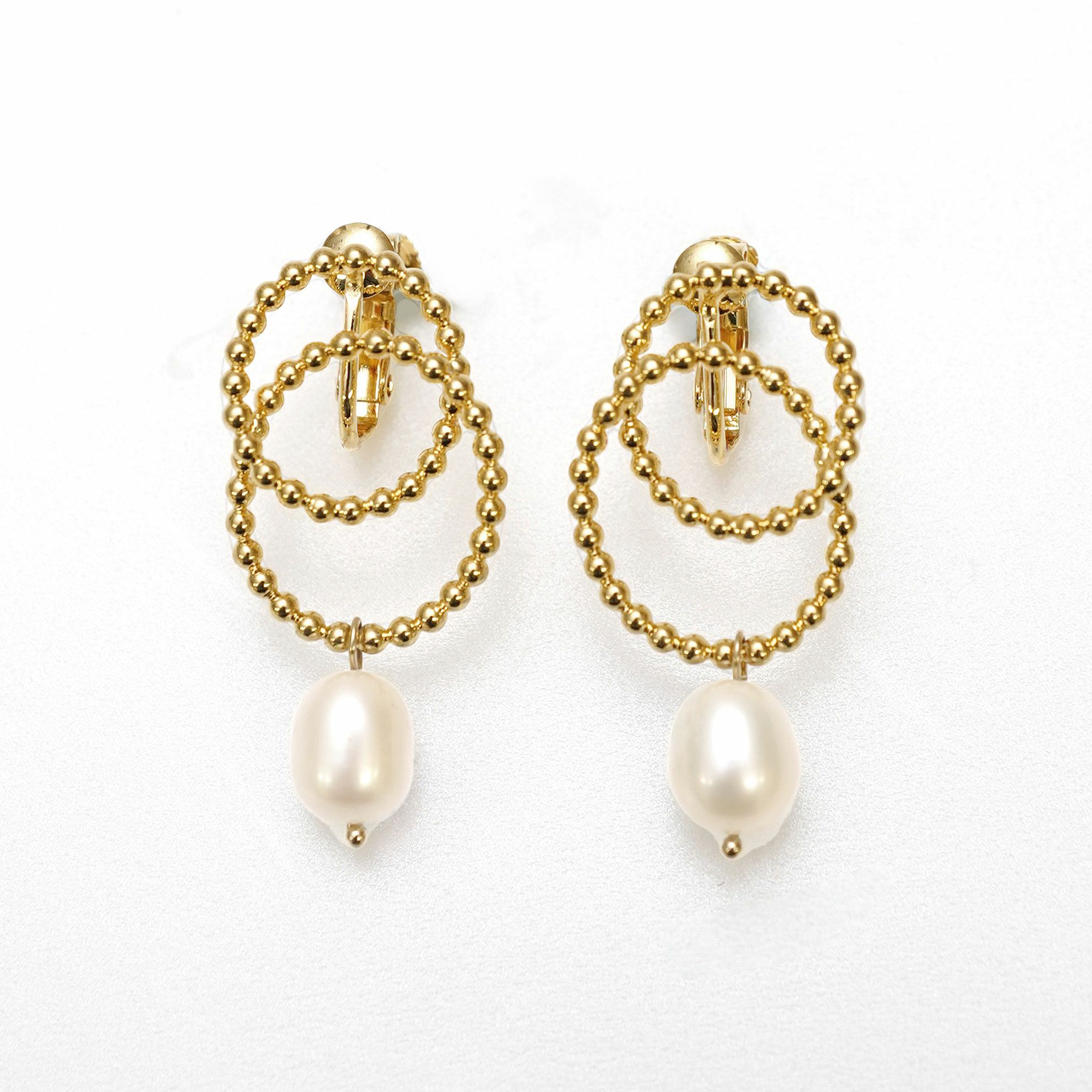 ダブル スタッズ リング ピアス イヤリング Double Studs Ring Pierce Earring