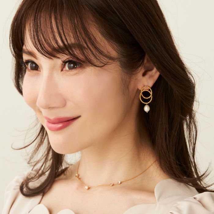 ダブル スタッズ リング ピアス イヤリング Double Studs Ring Pierce Earring