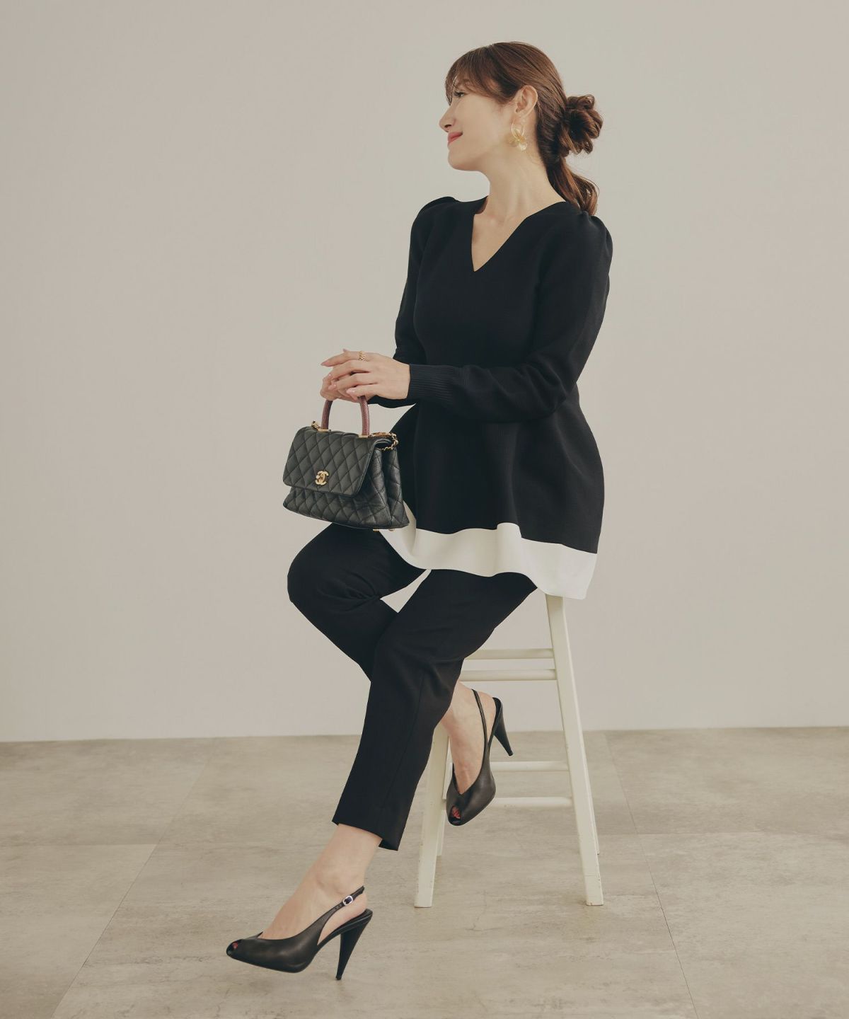 新色追加手洗い可ホールガーメントニット春秋冬白黒かわいいオフィスきれいめおすすめ大人ジョイントスペース