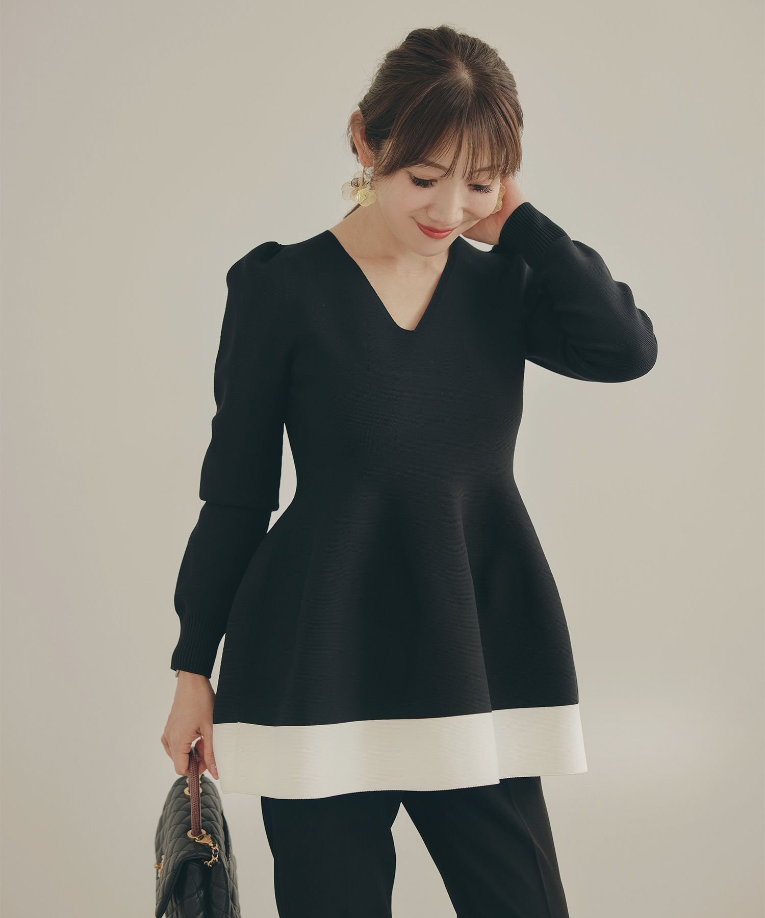 新色追加手洗い可ホールガーメントニット春秋冬白黒かわいいオフィスきれいめおすすめ大人ジョイントスペース