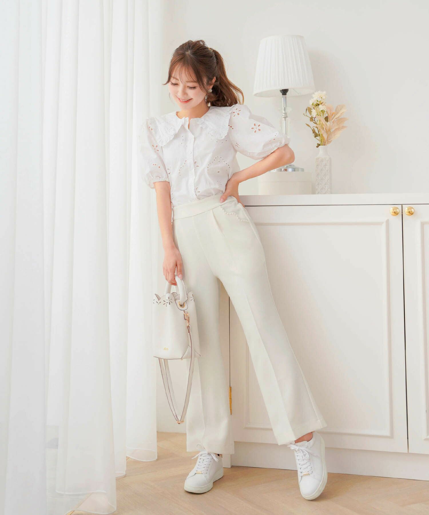 スカラップ ポケット フレアパンツ le reve vaniller 全3色 ｜lvn711 