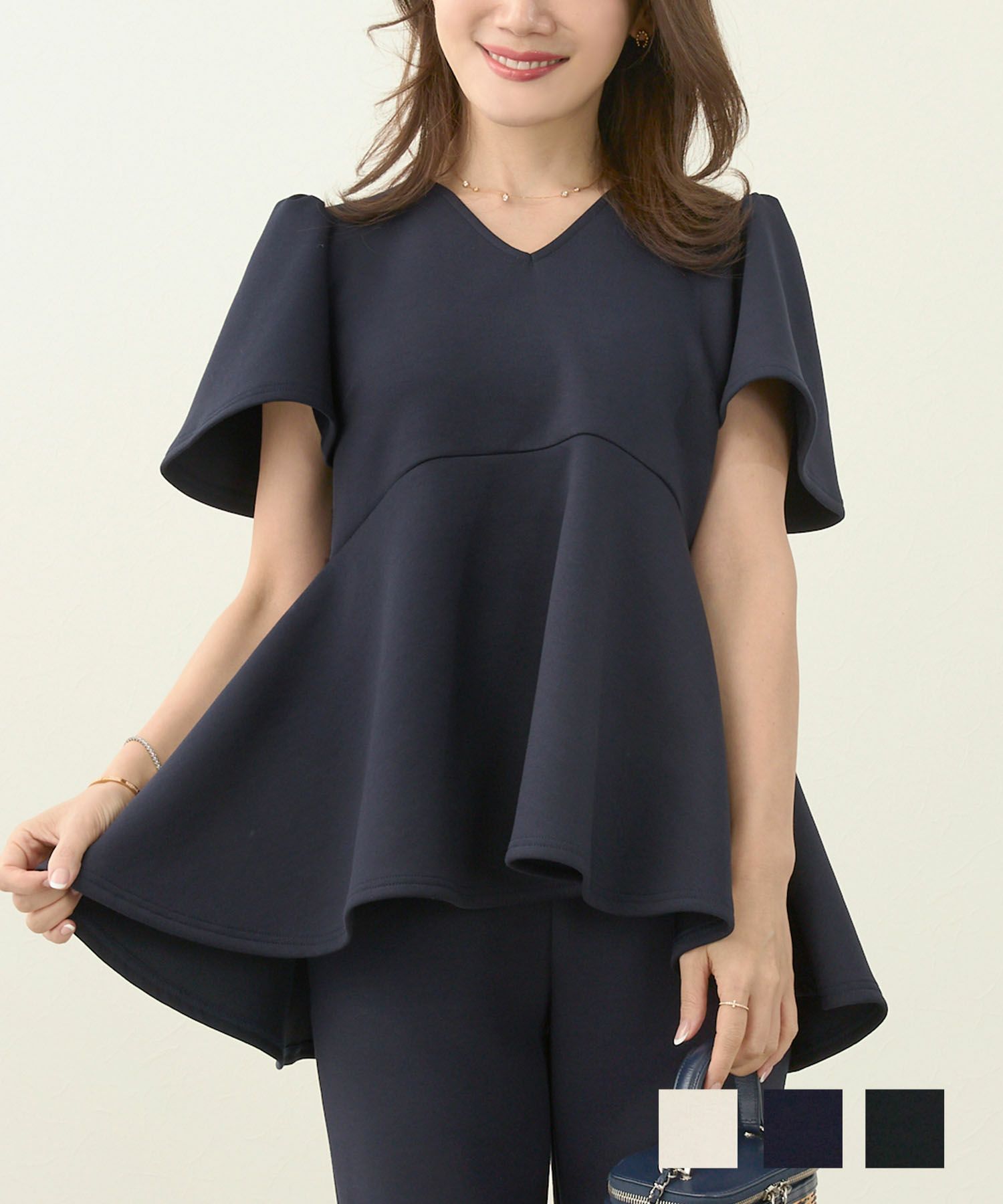 ダンボールニット Vネック フレアスリーブ プルオーバー Liala×PG