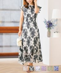 フラワープリントリングレーススタンドネックワンピースPrimaScherrer全3色｜psc311-0682【1】