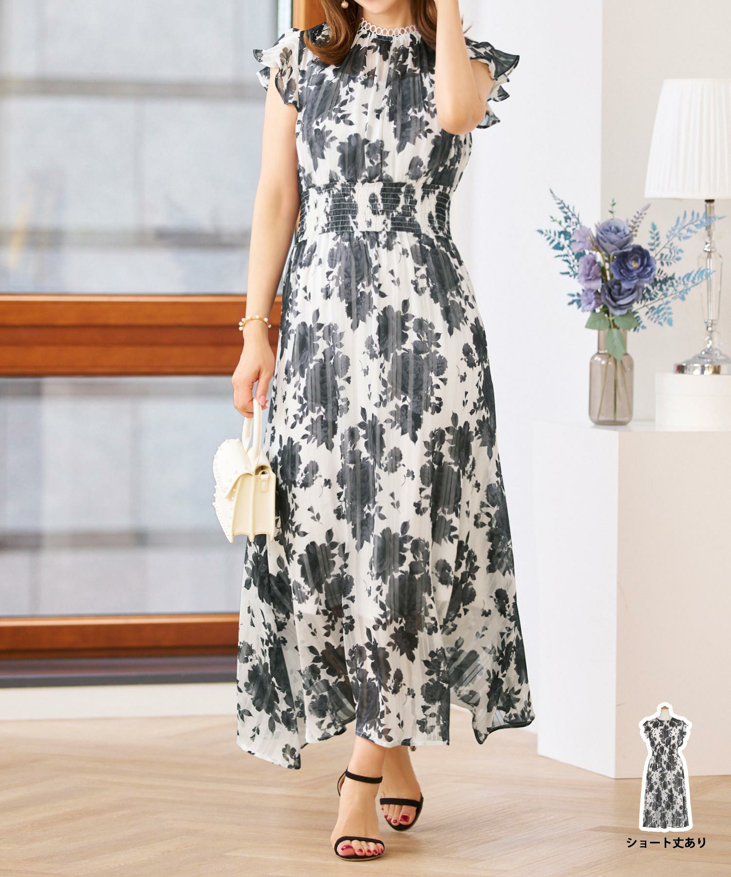 ワンピース花柄春夏秋白ピンクレディース服かわいい可愛い大柄色おしゃれ上品大人おすすめきれいめジョイントスペース