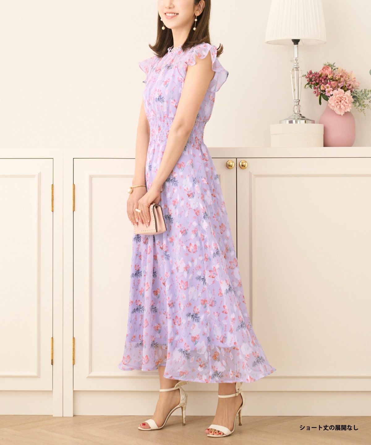 ワンピース花柄春夏秋白ピンクレディース服かわいい可愛い大柄色おしゃれ上品大人おすすめきれいめジョイントスペース