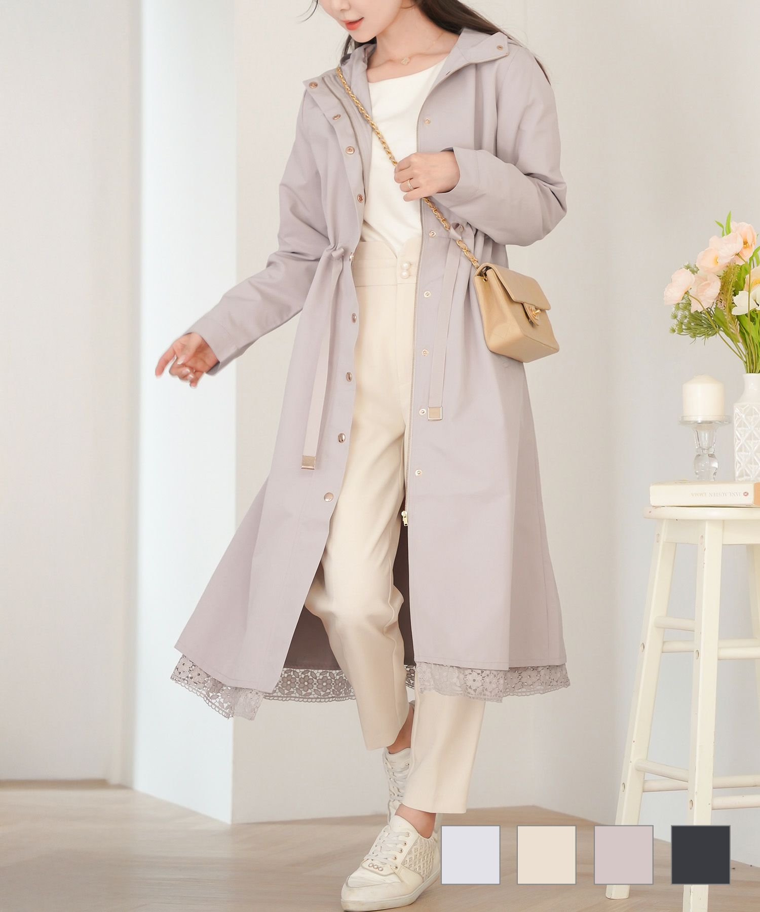 Winter-SALE 撥水 ロング ライトアウター コート le reve vaniller 全4  