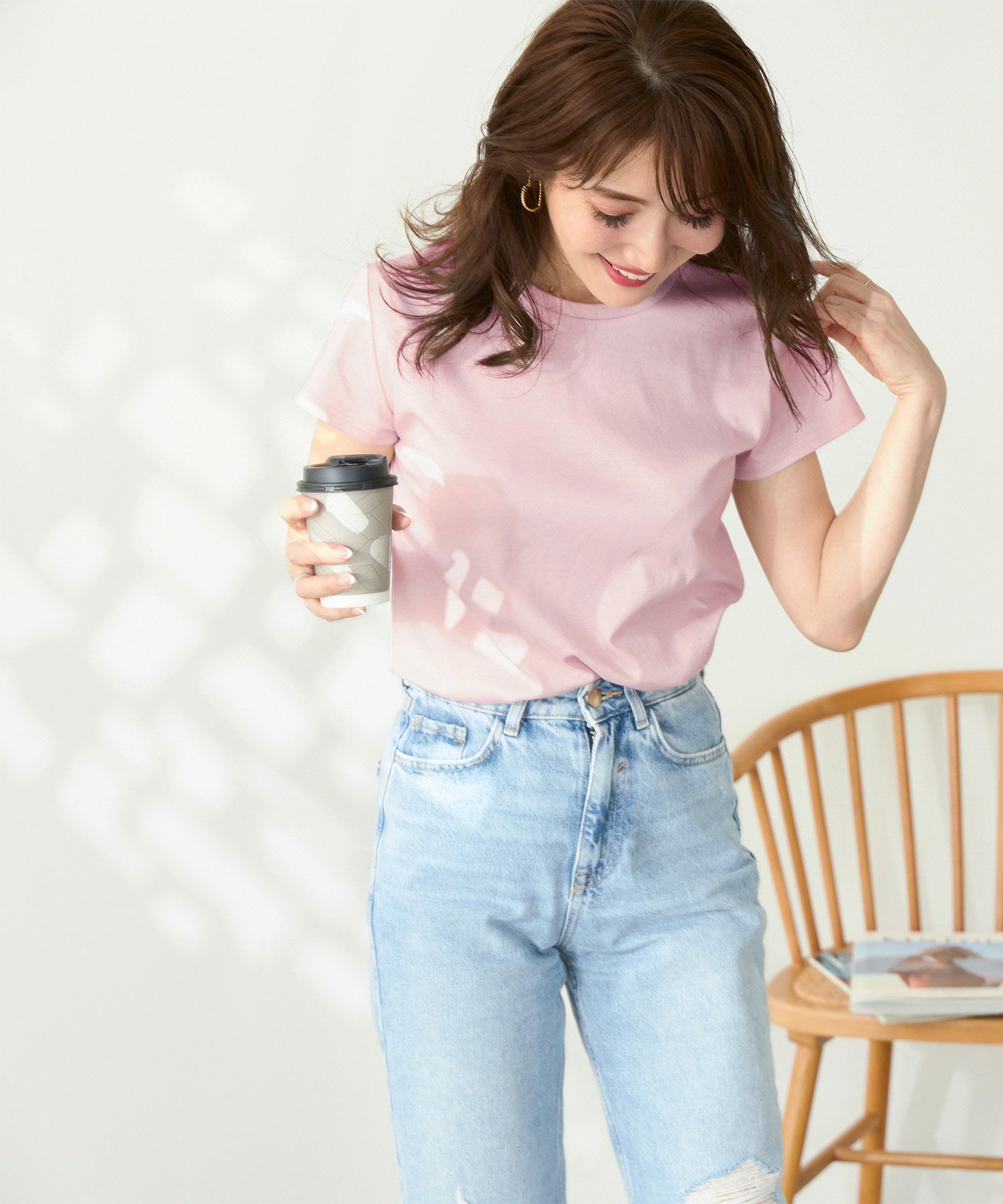 新色追加手洗い可日本製機能性素材半袖シンプル大人カジュアル着回しカットソーバックプリント夏ジョイントスペース