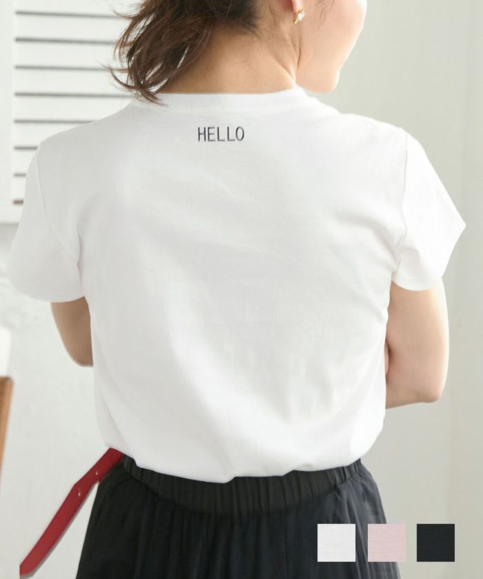 汗染み防止・接触冷感 HELLO プリント Tシャツ Liala×PG