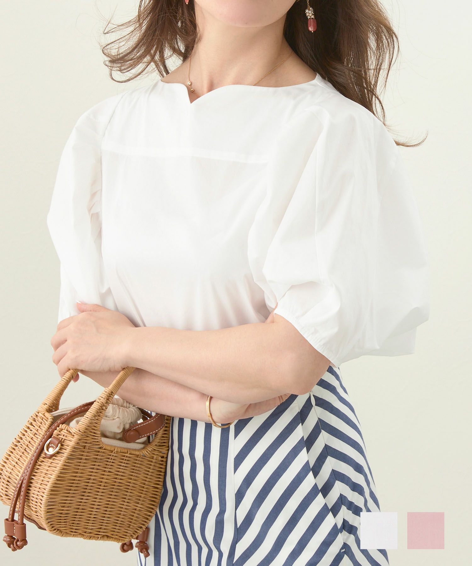 ハートネック ドルマンスリーブ ブラウス Liala×PG