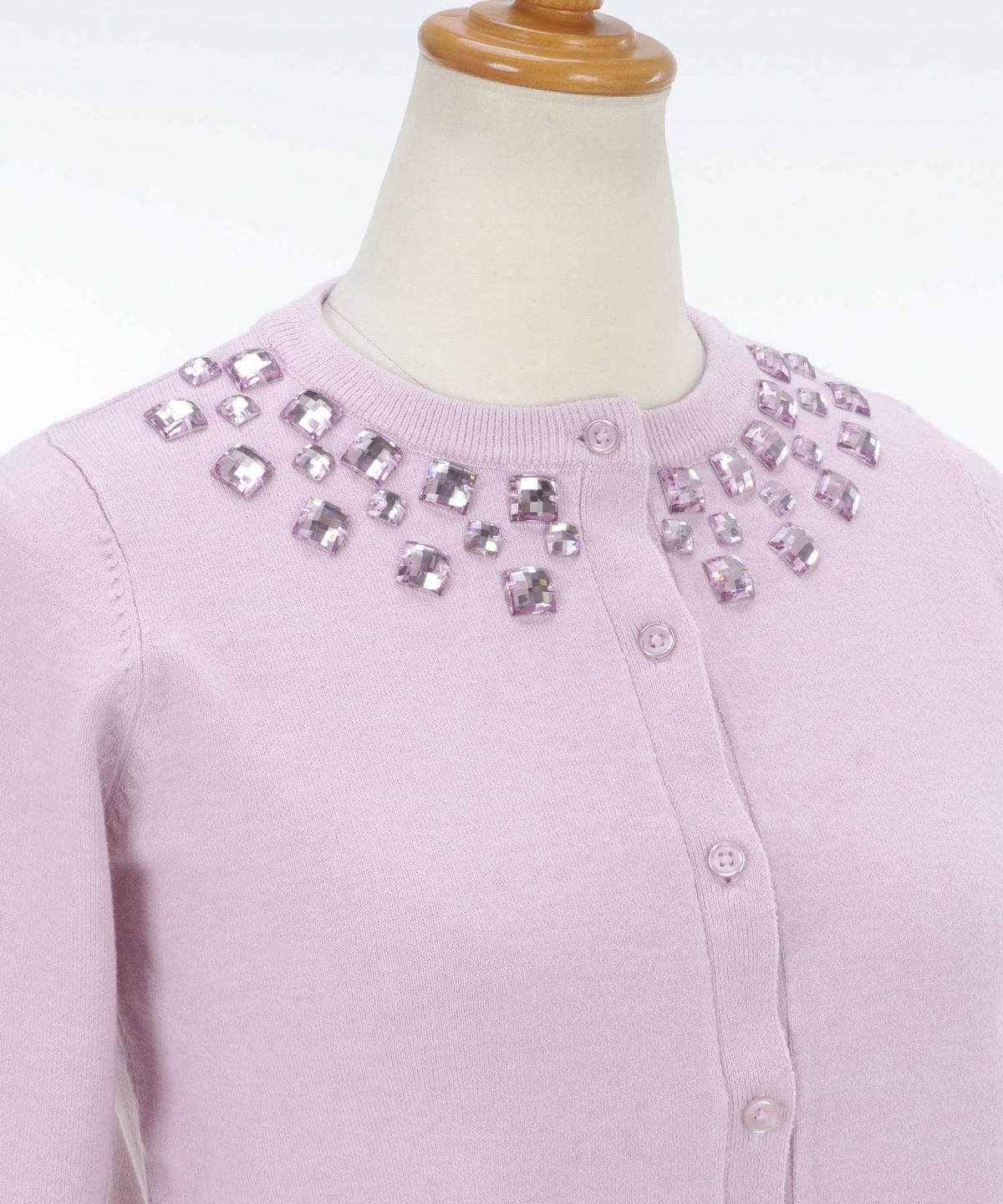 トップス/ニット/カーディガン/長袖/ビジュー/羽織り/ピンク/ラベンダー/サックス/S/M/春/夏