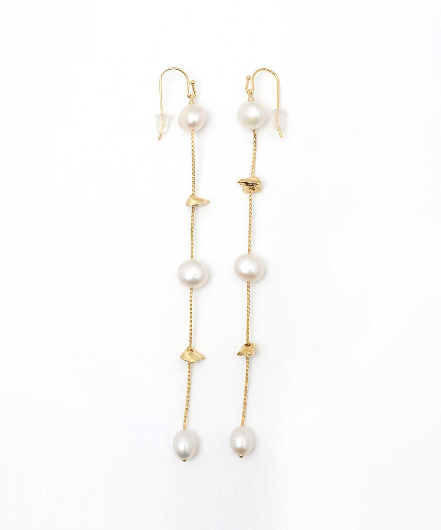 ゴールド ストーン ロング パール ピアス イヤリング Gold Stone Long 